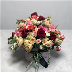 Luxury rose hat box arrangement