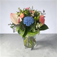 Pastel posy vase arrangement