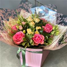 Blush pink garden hand tied